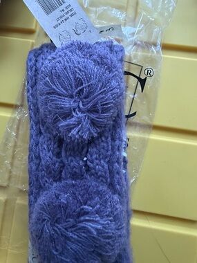 Kids Purple Pom-Pom Knit Headband